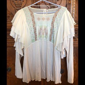 Free People Embroidered Top cream Women’s